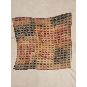 Vintage Semi Sheer Square Scarf Orange Print 20x20 Lightweight No Tag